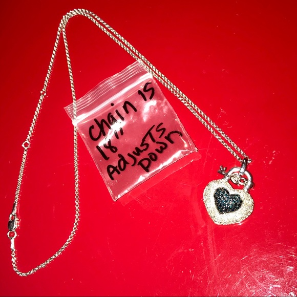 BLUE➕WHITE REAL “DIAMOND” STERLING SILVER NECKLACE - Picture 12 of 15